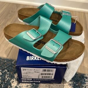 Birkenstock Arizona BS icy metallic emerald size 39 brand new never worn